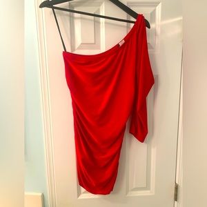 Red, off shoulder mini.